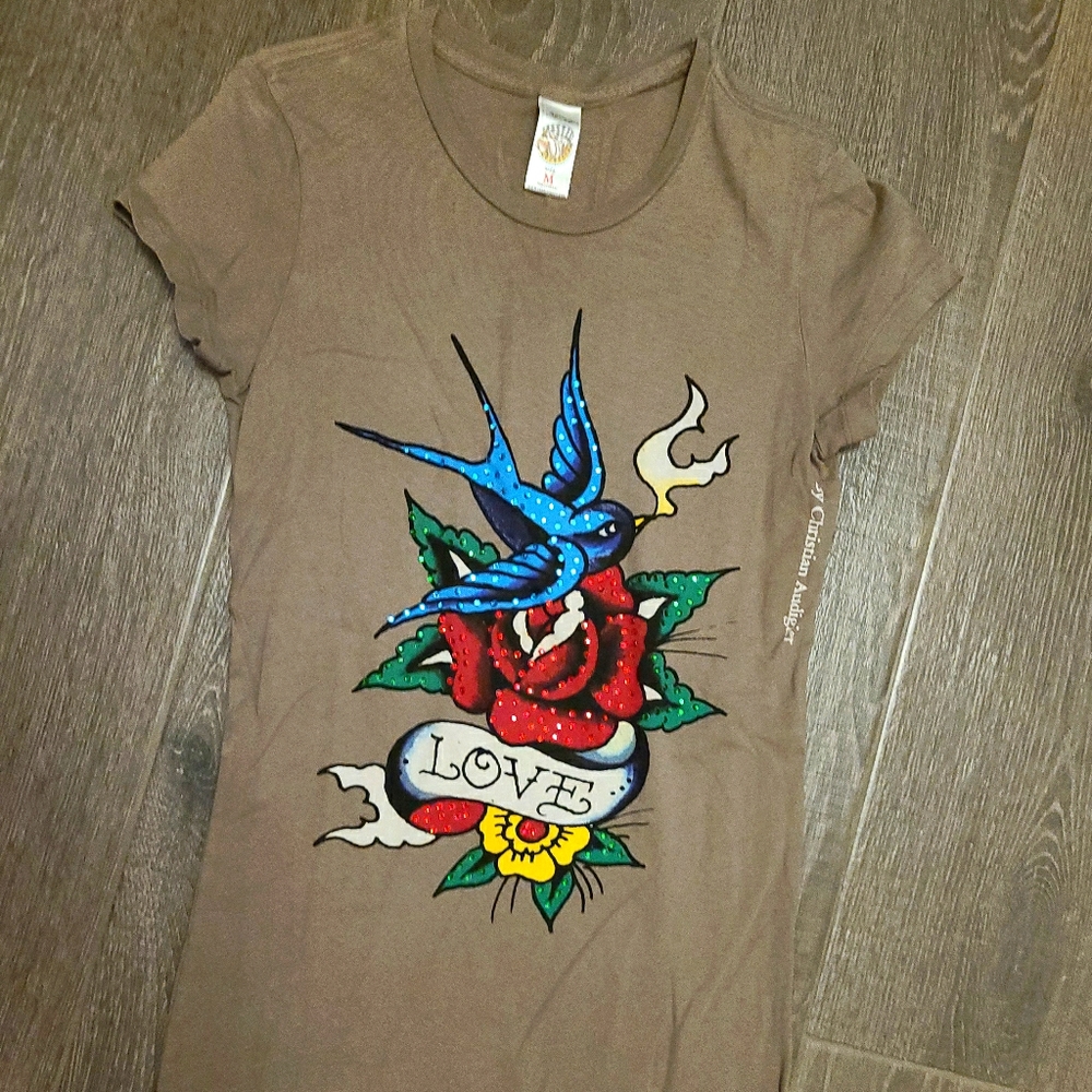 Ed Hardy by Christian Audigier T-shirt crystals